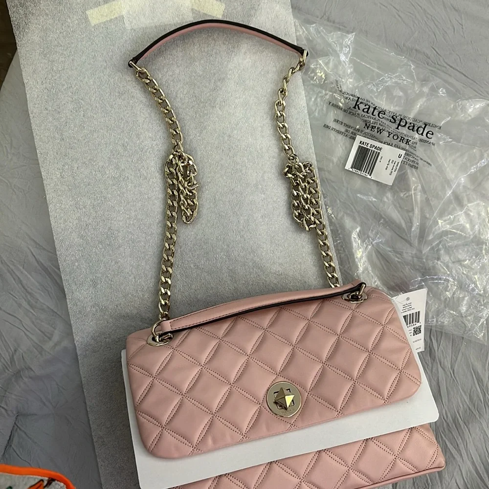 Kate Spade Natalia Medium Flap Shoulder Bag in Rose Smoke (WKRU7076)